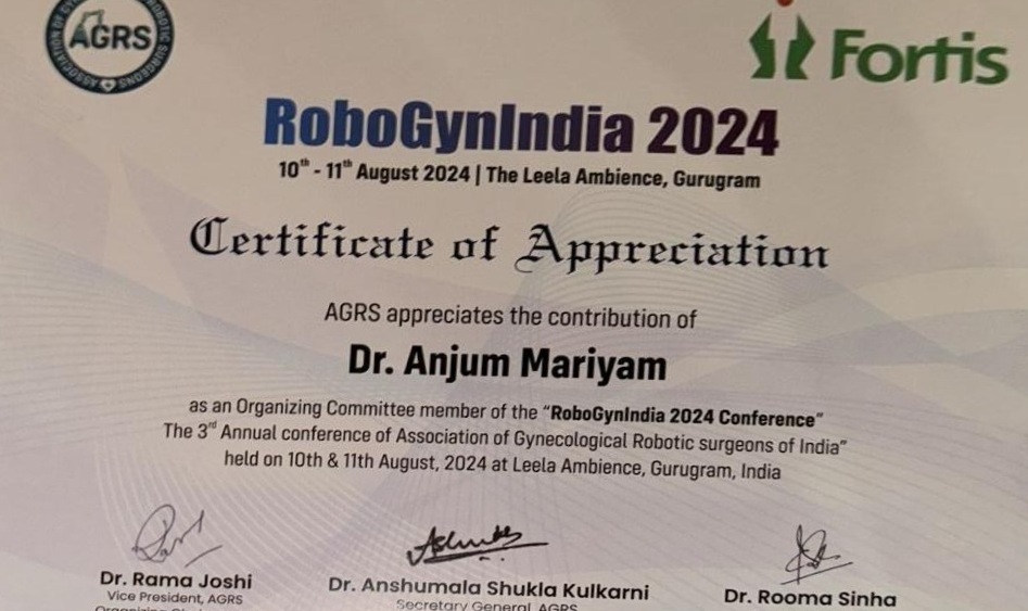 Dr. Mariam Anjum — RoboGyn India 2024 — Organising Committee